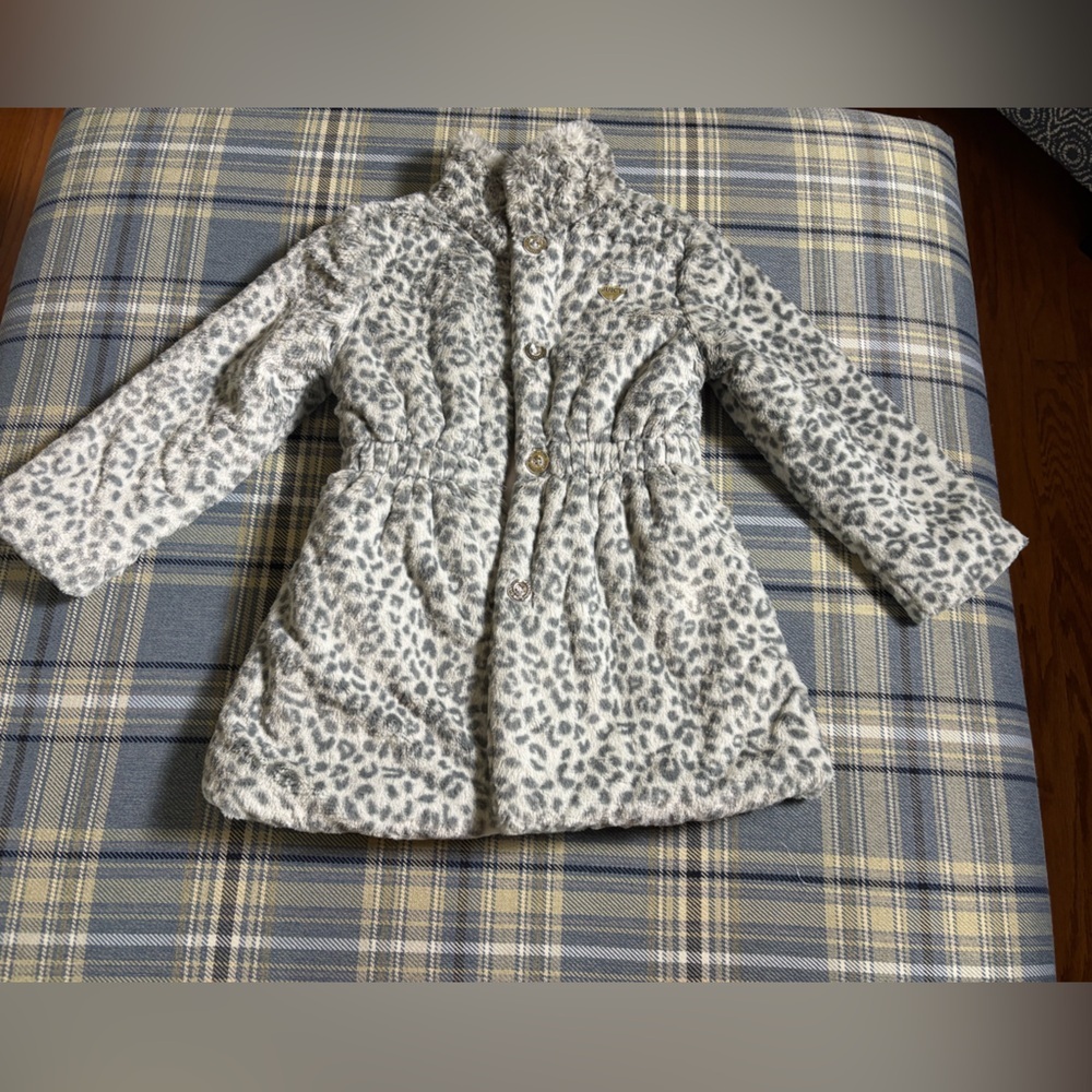 Juicy Couture Girl’s Snow Leopard Print Faux Fur Jacket